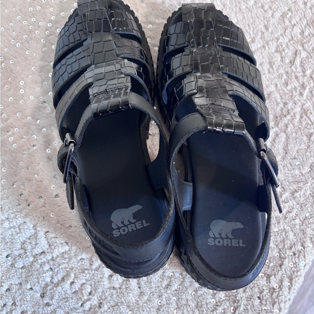 Sorel Womens Streetworks Fisherman Mid Black Platform Sandals Size 8.5 - Picture 6 of 7